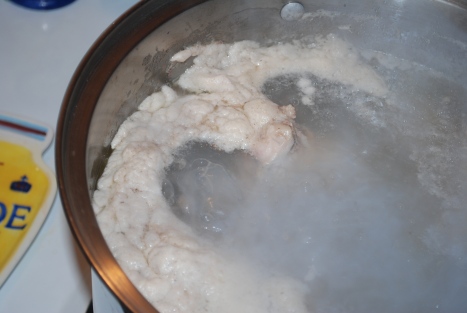A secret in making the longer version is pre-boiling the chicken for about 5 minutes to get rid of "scum and stuff".